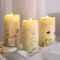 Set of 3 Fiber Optic Flameless Pillar Candles – Spring Butterfly & Floral LED, Battery-Operated with Remote, 3” x 6”, Decorative Home & Party Décor